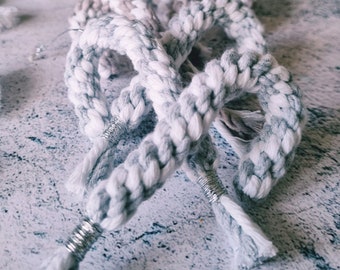 Macrame Christmas Candy Cane Ornament Pack, Beige Cotton Decor