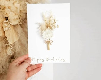 Luxury Happy Birthday Day Card | Dried Flower Card | Keepsake Card | Bouquet Card |  Birthday Card | Boho Card | Eco Card | Special Card