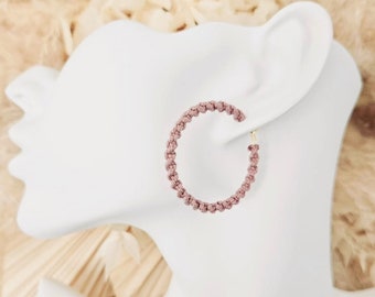 Macrame Hoop Earrings | Recycled Cotton Cord, Stainless Steel