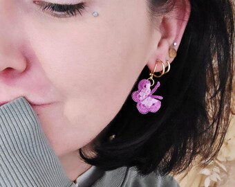 Micro Crochet Butterfly Earrings, 18k Gold Plated Hooks, Delicate Nature Accessory