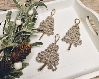 Macrame Christmas Tree Ornament Pack, Boho Nordic Decor