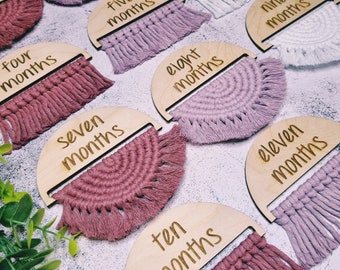 Baby Milestone Plaques, Milestone Cards, Macrame Baby Milestones, Baby Gift, Newborn, Baby Shower, Baby Keepsake, Baby Memories, Prop,