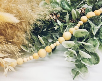 Wooden Beaded Christmas Garland, Boho Tree Decor