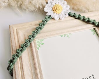 Handmade Boho Daisy Macrame 5x7 Photo Frame | Floral Decor