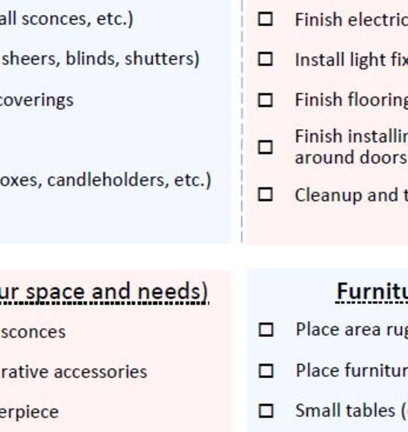 Interior Design Checklists for House Design Renovation or Etsy Canada