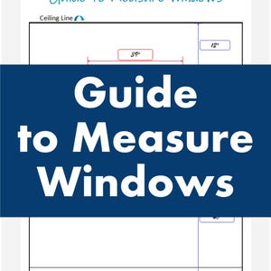Könnte beinhalten: Diagramm mit dem Titel "Anleitung zum Messen von Fenstern" mit Maßen. Ein blaues Banner zeigt den Titel. Das Diagramm zeigt ein Fenster mit den Maßen 99 cm und 30 cm.
