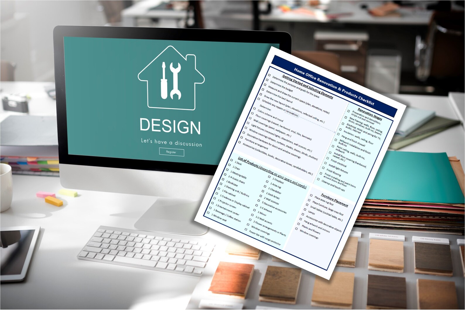 Interior design checklist for home office design renovation or | Etsy