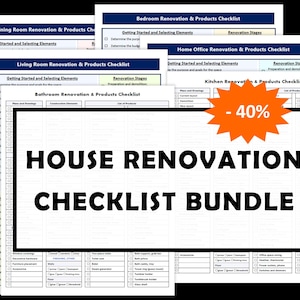 House Renovation Checklist Bundle • Interior Design, Remodeling Plans • Product & Material Lists (Digital Download)