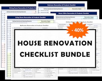 House Renovation Checklist Bundle • Interior Design, Remodeling Plans • Product & Material Lists (Digital Download)