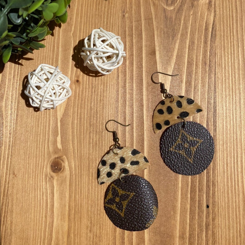 Cheetah Louis Vuitton earrings Upcycled | Etsy