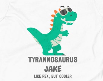 Customized Dinosaur Shirt, Personalized Dinosaur Name TShirt, Boys Dinosaur T Shirt, Youth TRex Tee, Custom T-Rex Name, Dinosaur Lovers