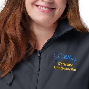 Nurse Custom Embroidered Jacket, Sol&#39;s Windbreaker Full Zip, Personalized Unisex Gift for Nurse, Waterproof, Relaxed Fit RN Medical Jacket
