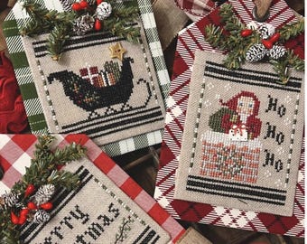 Christmas in the Country - Set 1 ~ Annie Beez Folk Art ~ Cross Stitch ~ Christmas ~ Winter ~ Ornaments ~ Series
