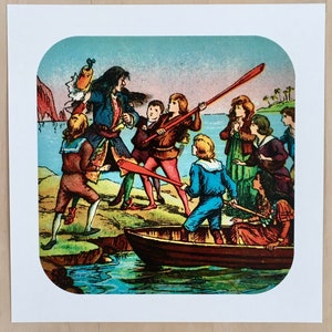Peter Pan Wall Print,  Captain Hook Wall Art,  Never Neverland. Image from Victorian Era Magic Lantern Slide. Print is Unframed