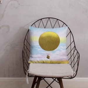 Hot-Air Balloon Pillow | Hot Air Balloon Pillow | Hot Air Balloon Throw Pillow | Image from Antique Magic Lantern Slide