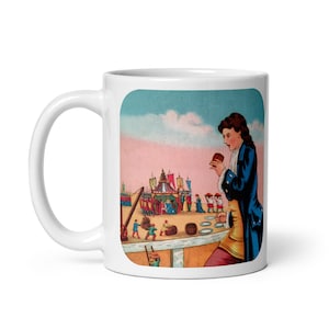 Gullivers Travels Mug | Lilliput Coffee Cup | Gulliver Dining Mug | Image from Antique Magic Lantern Slide