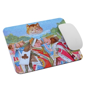 Alice in Wonderland  Mouse Pad | Cheshire Cat Mouse pad | Queen of Hearts Mouse Pad | Image from Antique Magic Lantern Slide