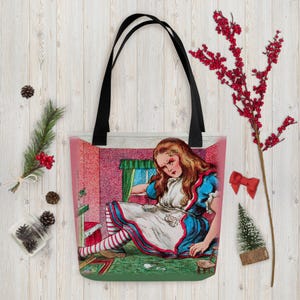 Alice in Wonderland Tote Bag | Vintage Magic Lantern Slide Print | Literary Themed Bag | 1905 Antique Illustration | Unique Book Lover Gift