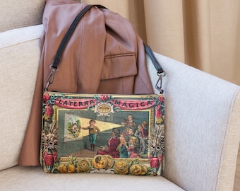 Borsa a tracolla con illustrazione antica / Stile vintage del 1900 / Accessorio unico da collezione