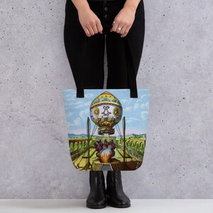 Hot Air Balloon Tote Bag | Vintage Airship Design | 1910 Magic Lantern Slide Print | Aviation Enthusiast Gift | Historical Accessory