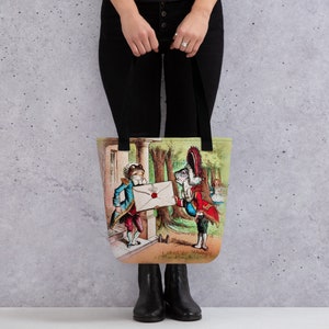 Frog & Fish Tote | Alice in Wonderland Tote Bag | Frog Tote Bag | Image from Antique Magic Lantern Slide | by Magic Lantern Prints