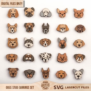 Orecchini per cani in formato SVG, Cane in formato SVG, File laser per cani, Orecchini per cani, Orecchini per cani in formato SVG, Modello di gioielli, File tagliato al laser