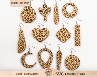 Leopard Earrings SVG, Earrings SVG, Leopard Earring Bundle, Leopard Print Earrings, Leather Earrings svg, Glowforge svg, Laser cut file