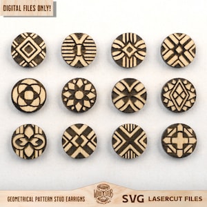 Pendientes abstractos SVG, Pendientes geométricos SVG, Pendientes archivo láser, Stud Pendientes svg, Pendientes Glowforge svg, Glowforge svg, Archivo cortado por láser