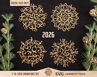 Fuckflake SVG, archivo de corte láser de copo de nieve 2026 (descarga digital)