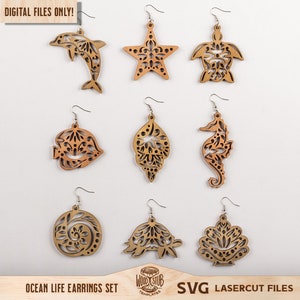 Boucles d’oreilles Ocean Life SVG, Boucles d’oreilles sous-marines SVG, Boucles d’oreilles tortue SVG, Boucles d’oreilles fichier laser, Boucles d’oreilles Glowforge svg, Glowforge svg