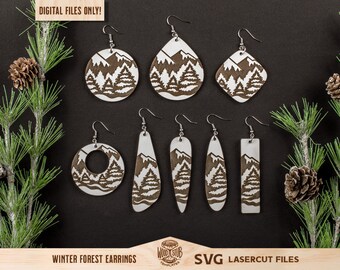 Boucles d'oreilles hiver svg, svg de boucles d'oreilles en plein air, boucles d'oreilles de Noël svg, fichier laser de Noël, Noël svg, svg de boucles d'oreilles, svg Glowforge