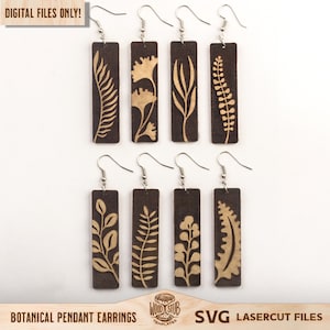 Boucles d’oreilles botaniques SVG, Boucles d’oreilles SVG, Boucles d’oreilles tropicales svg, Floral svg, Feuilles boucles d’oreilles svg, Glowforge svg, Fichier découpé au laser