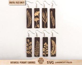 Botanische oorbellen SVG, oorbellen SVG, tropische oorbellen SVG, bloemen SVG, bladeren oorbellen SVG, Glowforge SVG, lasergesneden bestand