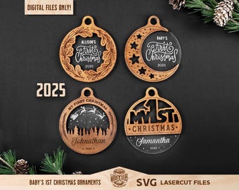 Baby First Christmas SVG, First Christmas Ornament SVG, Christmas Laser File, Christmas Glowforge, ornamenten svg, Baby's First svg