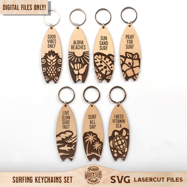 Keychain SVG, Surfing Keychain SVG, Surfing SVG, Surfing Lover gift, Surfing Lover Keychains, Keychains svg, Glowforge svg, Laser cut file