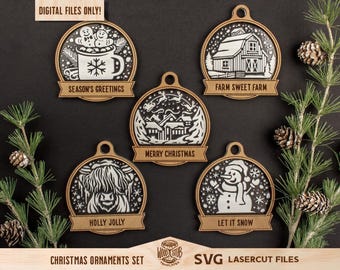 Family Ornament svg, Christmas Ornaments SVG, Christmas laser file, Christmas Glowforge, Ornaments svg, Glowforge svg, Laser cut file