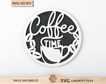 Signo SVG de café, Signo de café SVG, Cita de café svg, Signo redondo de café, Arte de la pared del café, Café svg, Glowforge svg, Archivo cortado por láser