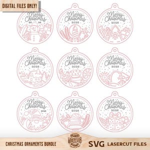 Christmas Ornaments SVG, Family Ornament SVG, Christmas svg bundle, Christmas Glowforge, Ornaments svg, Glowforge svg image 4