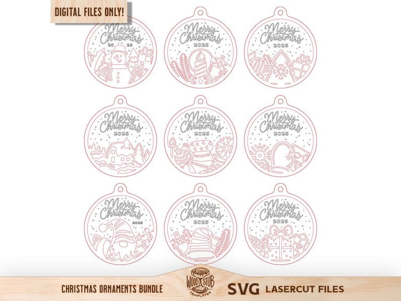 Christmas Ornaments SVG, Family Ornament SVG, Christmas svg bundle, Christmas Glowforge, Ornaments svg, Glowforge svg image 4