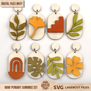 ボヘミアン イヤリング SVG、幾何学的イヤリング SVG、イヤリング レーザー ファイル、レイヤード イヤリング svg、イヤリング Glowforge svg、Glowforge svg、レーザー カット ファイル