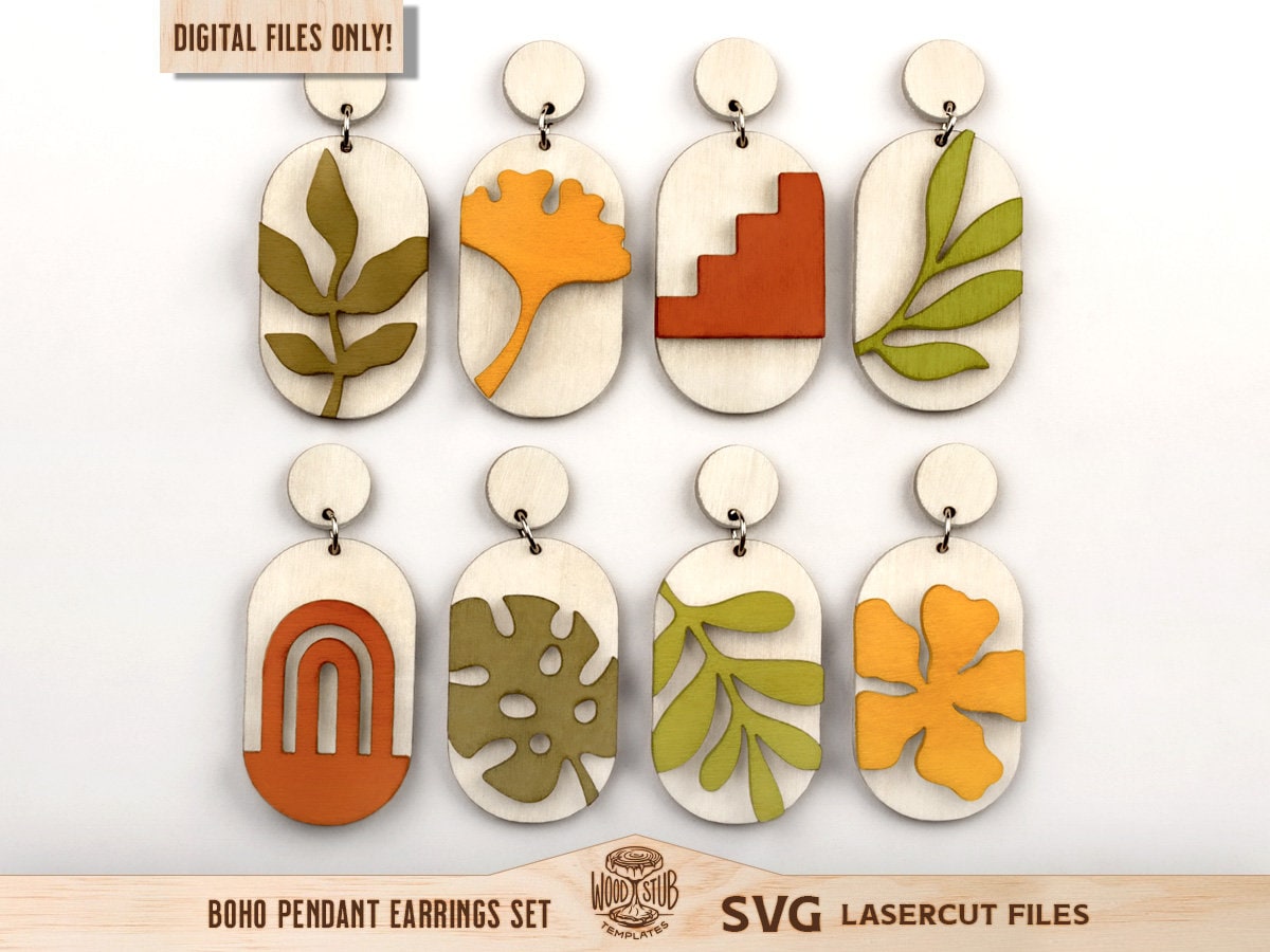 Boho Ohrringe SVG, Geometrische Ohrringe SVG, Ohrringe Laser-Datei, Geschichtete Ohrringe svg, Ohrringe Glowforge svg, Glowforge svg, Laserschnittdatei