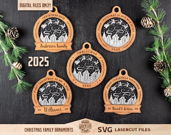 Familie ornament SVG, kerst ornamenten SVG, kerst laserbestand, kerst Glowforge, ornamenten svg, Glowforge svg, lasergesneden bestand