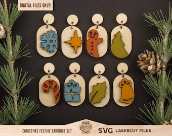 Christmas Earrings Laser Cut Set (Digital File)