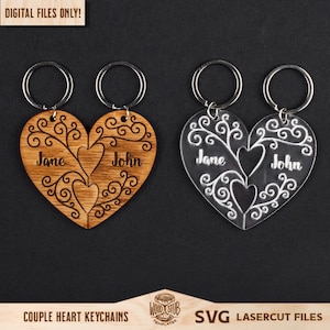 Valentine SVG, Valentines Day Gift, Keychain SVG, Valentine Day SVG, Couple Keychain svg, Glowforge svg, Laser cut file