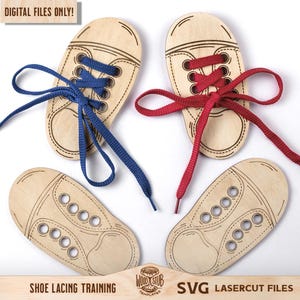 SVG de cordones de zapatos, SVG de cordones de zapatos, práctica de atado, SVG Montessori, entrenamiento para atar zapatos, SVG Glowforge, archivo cortado con láser