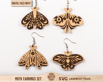 Moth Earrings SVG, Magic Earrings SVG, Earrings svg, Magical earrings, Glowforge earrings svg, Glowforge svg, Laser cut file
