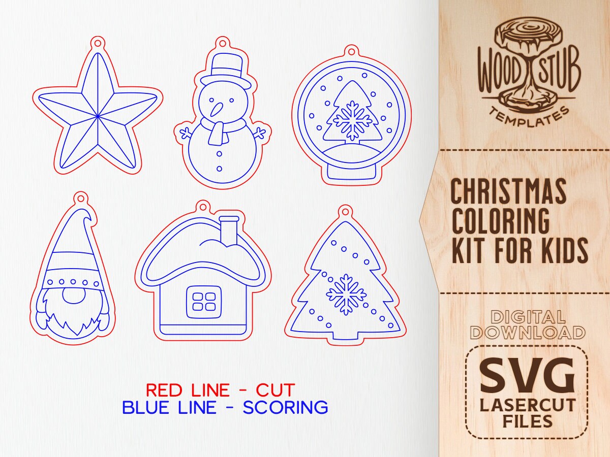 Christmas Coloring Kit for Kids Christmas Ornaments SVG | Etsy