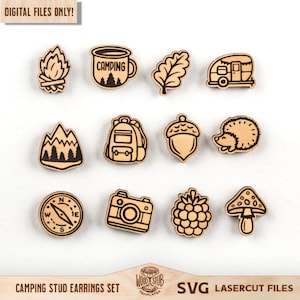 Pendientes de camping SVG, Pendientes al aire libre SVG, Pendientes de perno SVG, Pendiente al aire libre svg, Pendientes archivo láser, Pendientes de montaña svg