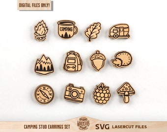 Pendientes de camping SVG, Pendientes al aire libre SVG, Pendientes de perno SVG, Pendiente al aire libre svg, Pendientes archivo láser, Pendientes de montaña svg