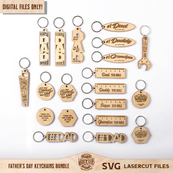 Vatertag Schlüsselbund Bundle SVG, Papa Schlüsselbund SVG, Vatertag SVG, Vatertagsgeschenk, Schlüsselbund svg, Dad svg, Glowforge svg